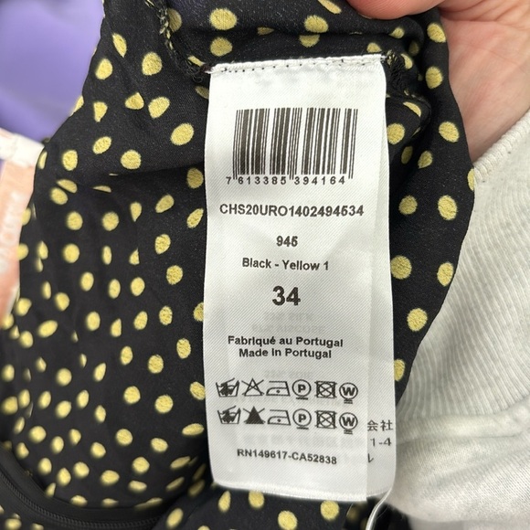 SeeByChloe Black Yellow Polka Dot Ruffle Midi Dress - Picture 5 of 6